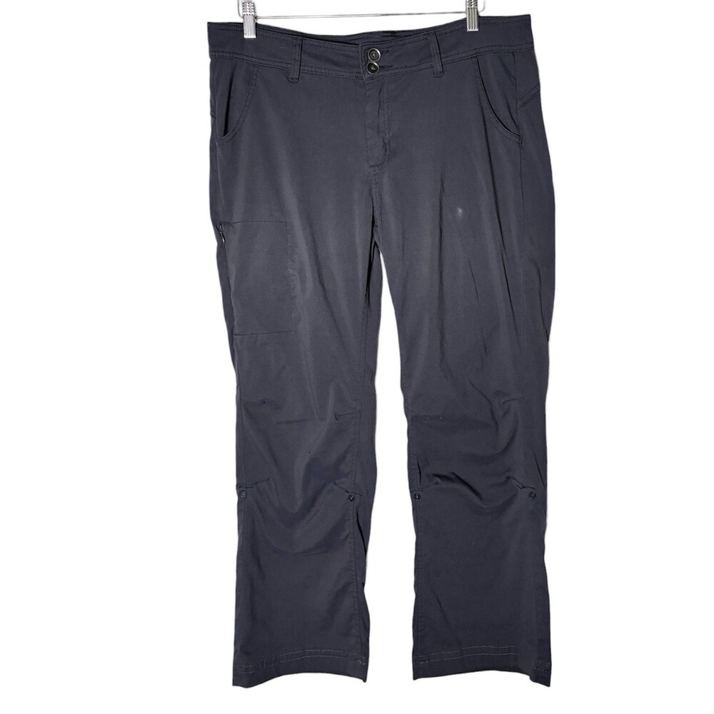 PrAna Halle Pants Womens 14 Gray Inseam 28” Convertible Roll Up Hybrid FLAW